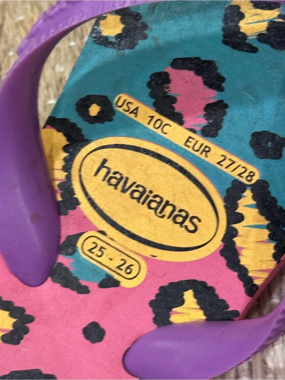 Havaianas Top Animals flip flops sandals vibrant teal pink leopard print toddler